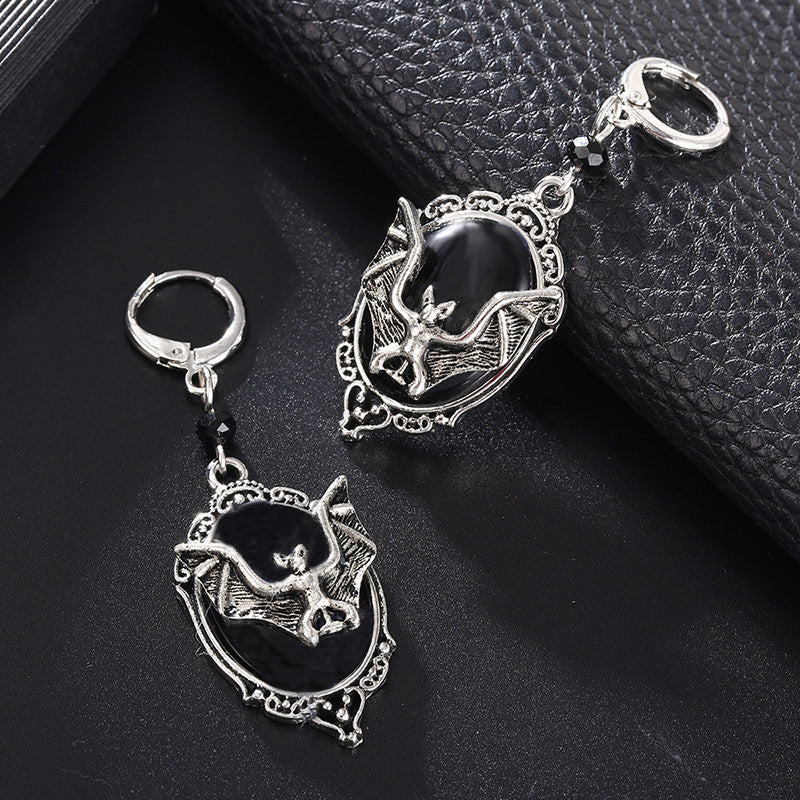 Black Bat Cameo Earrings – view 6