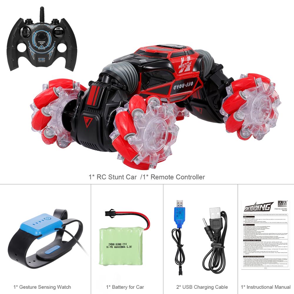 Four wheel drive remote control stunt car