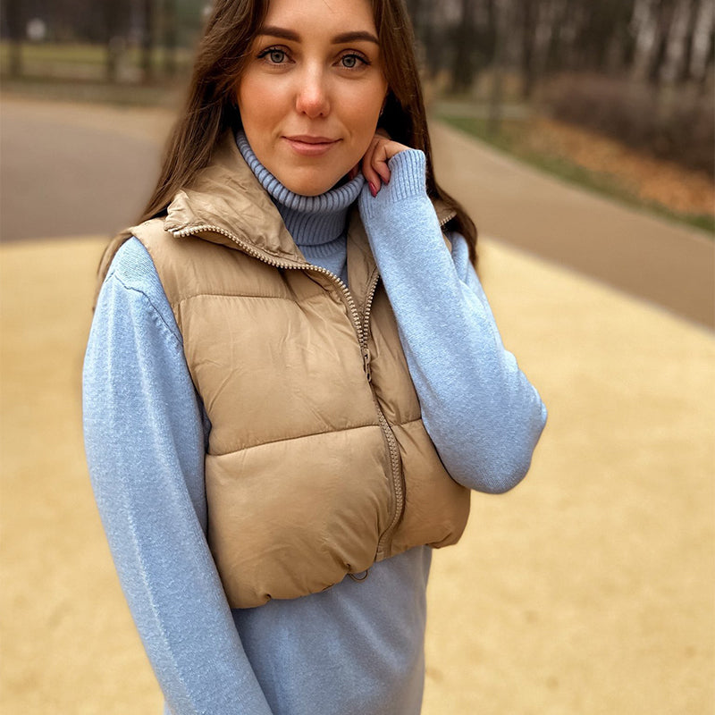 Women's cropped puffer vest – view 3