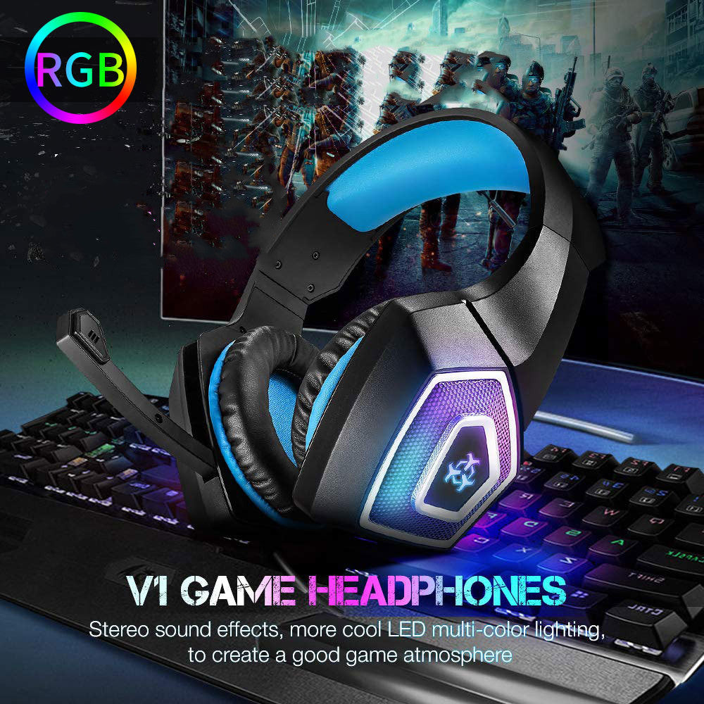 RGB gaming headset on a desk