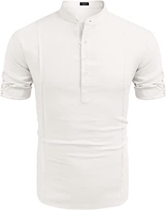 Men's linen henley short sleeve shirt – view 8