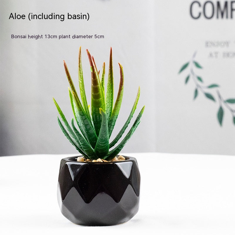 Mini artificial succulent in pot – view 2
