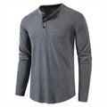 Men's Waffle Knit Henley Long-Sleeve Shirt