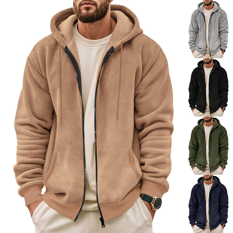 Men's casual zip-up hooded sweatshirt