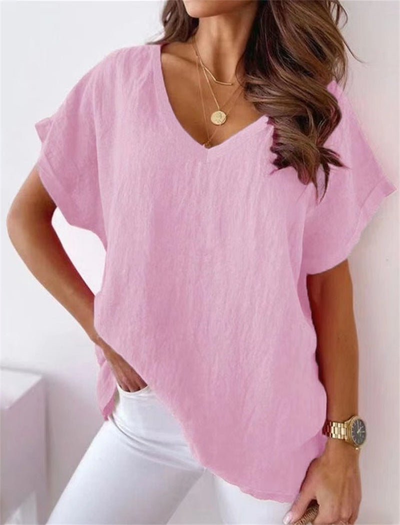 V-Neck Linen Tee view 3
