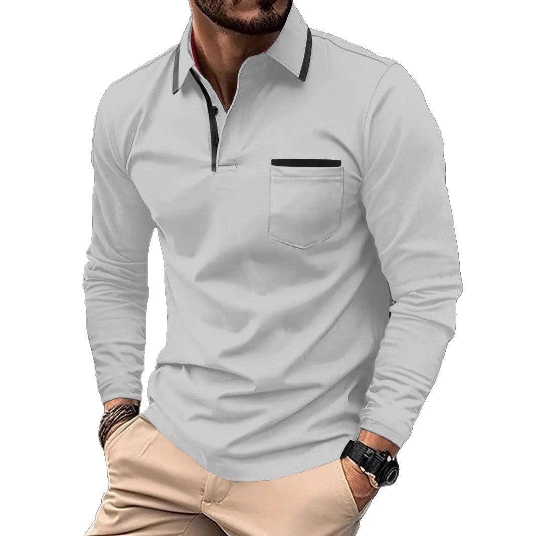 Men's Long Sleeve Polo Shirt with Pocket - view 7