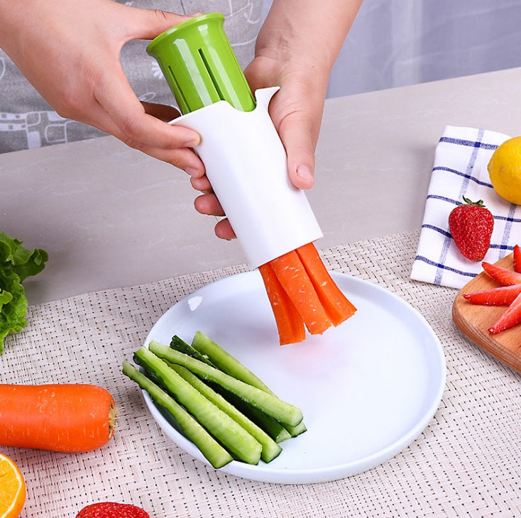 Handheld vegetable and fruit slicer with white ABS body