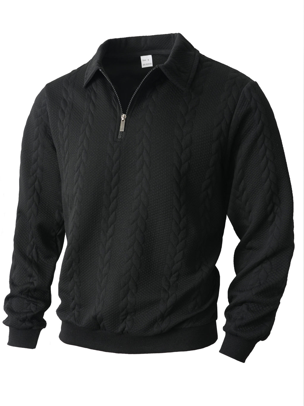 Men's Cable-Knit Quarter-Zip Polo Sweater - view 4