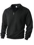 Men's Cable-Knit Quarter-Zip Polo Sweater - view 4