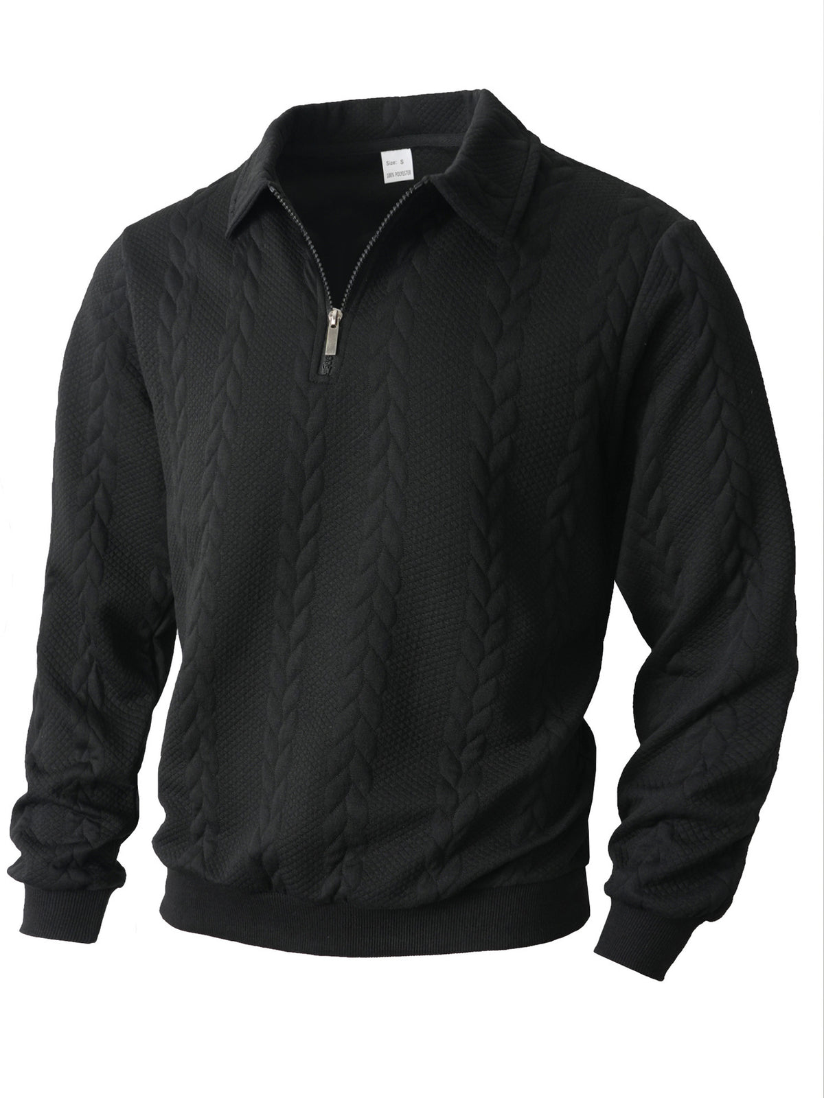 Men's Cable-Knit Quarter-Zip Polo Sweater - view 4