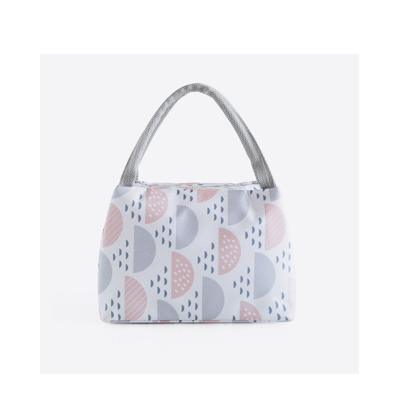 Pink and grey insulated lunch bag
