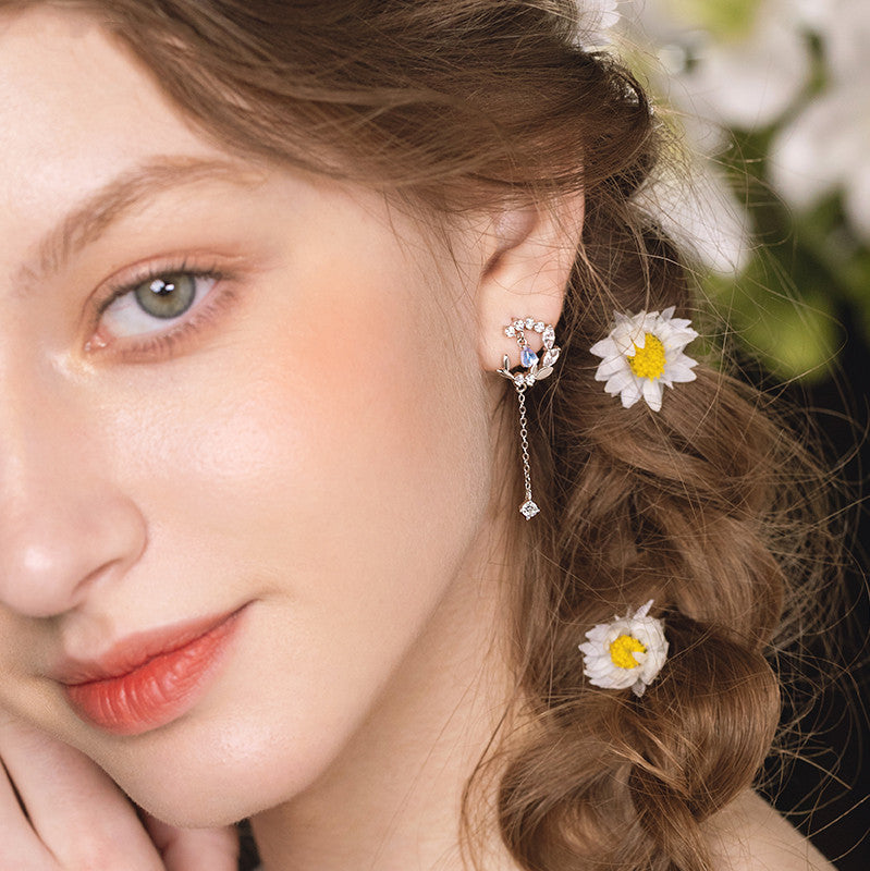 Crystal Flower Drop Earrings - view 5