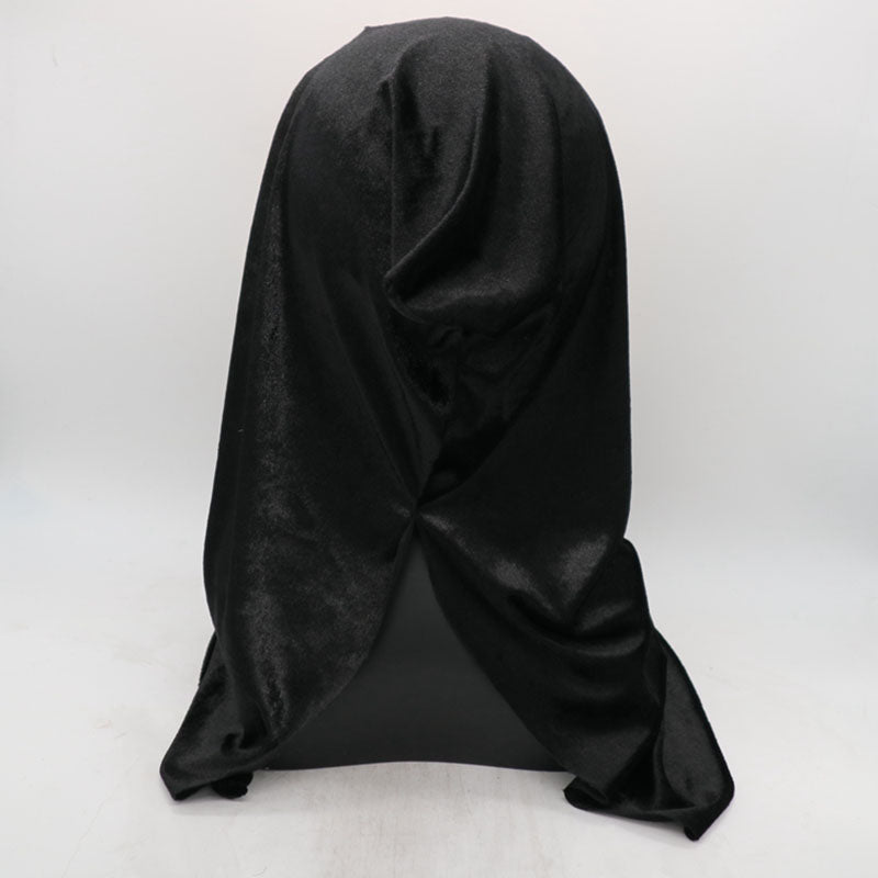 Scary witch Halloween mask with black hood – view 4