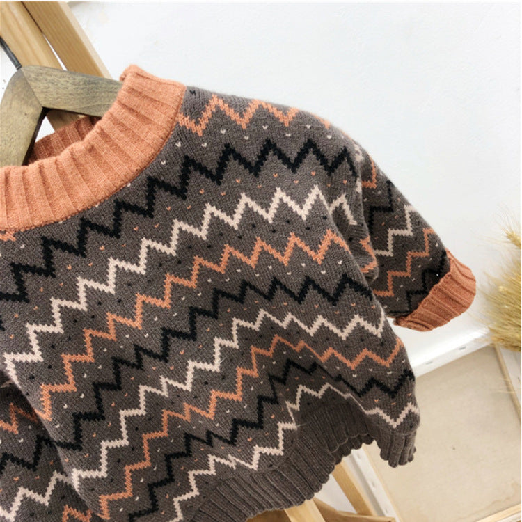 Kids' Zigzag Knit Sweater, Plush-Lined - view 7