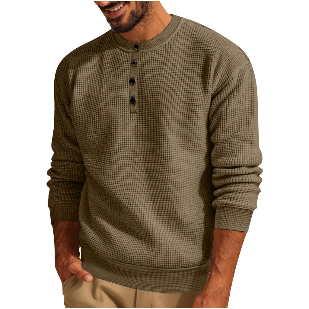 Men's Waffle-Knit Long Sleeve Henley