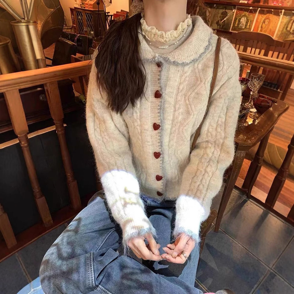 Thickened Cable Knit Sweater Cardigan