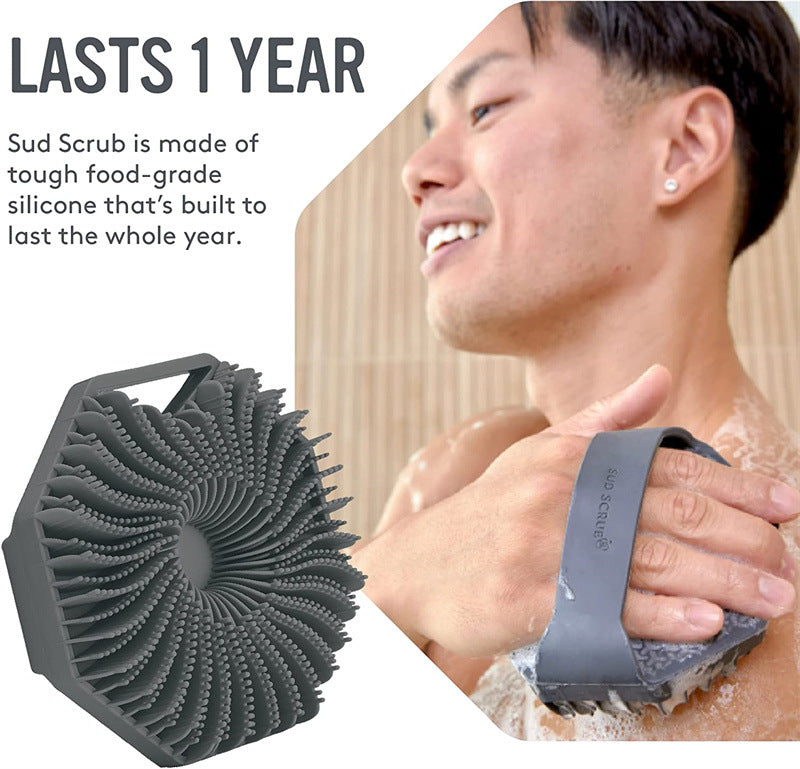Polygonal silicone bath body scrubber for shower exfoliating