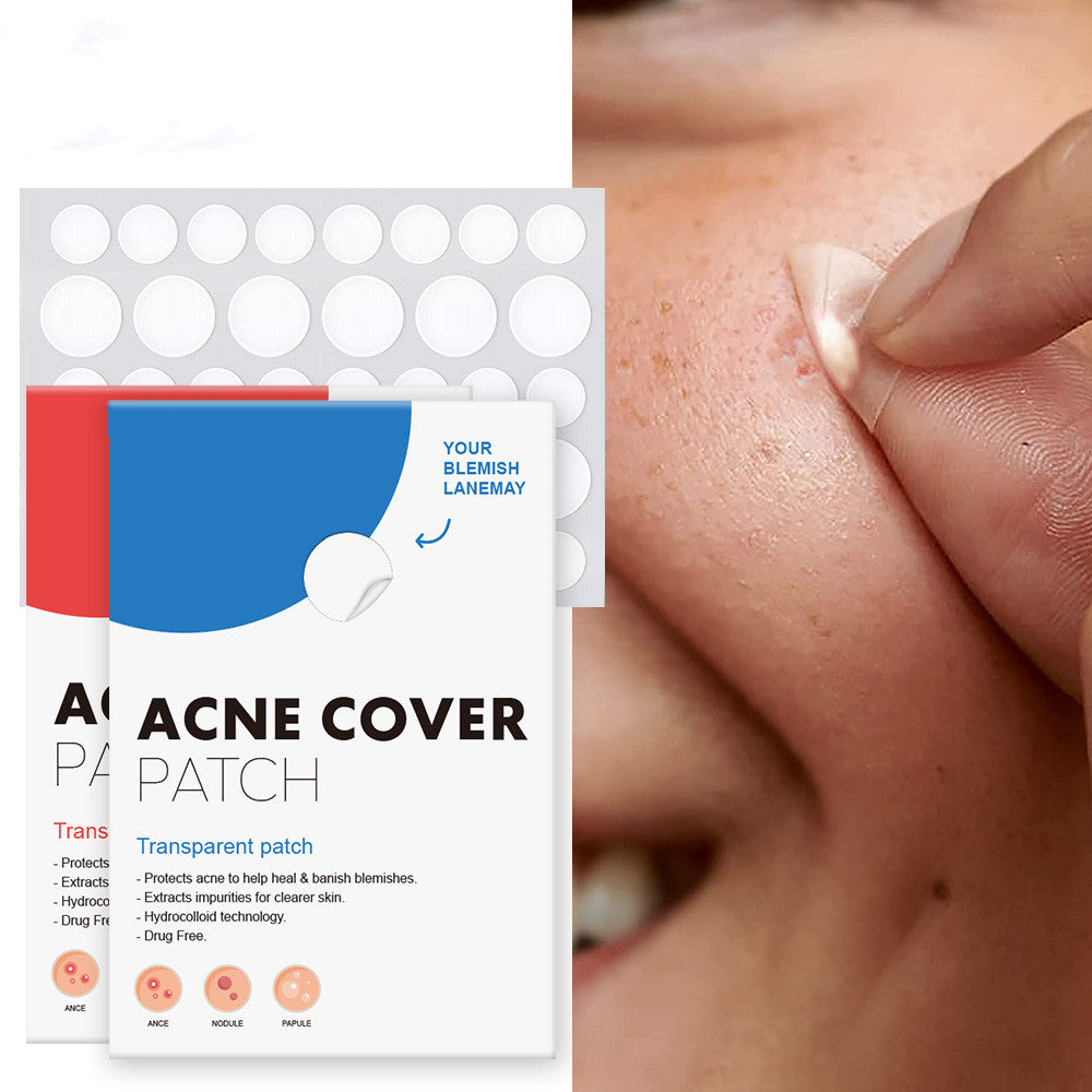 Hydrocolloid acne patches on a sheet for overnight blemish care