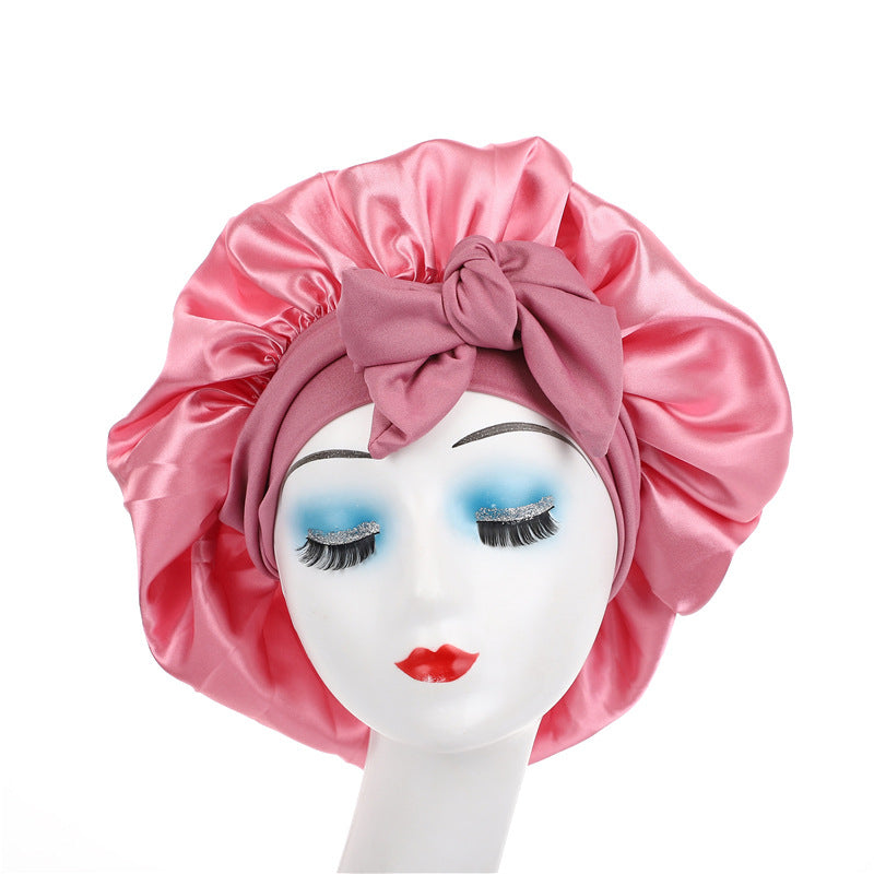 Light rose satin sleep bonnet