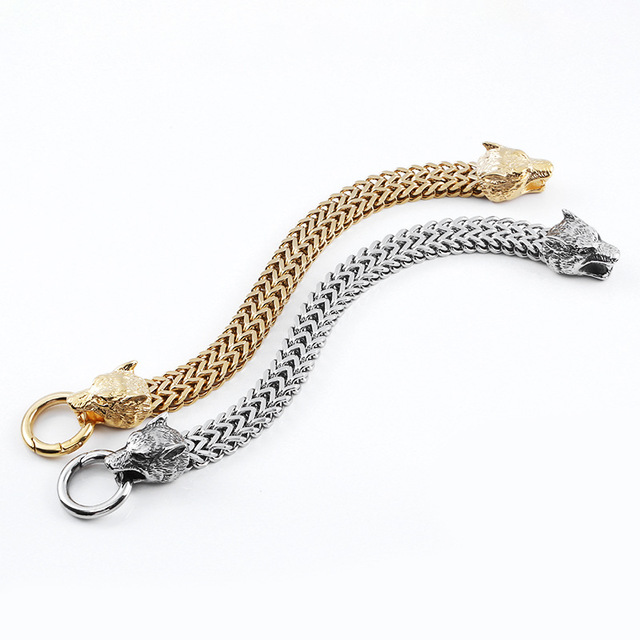 Stainless Steel Wolf Head Chain Bracelet - view 2