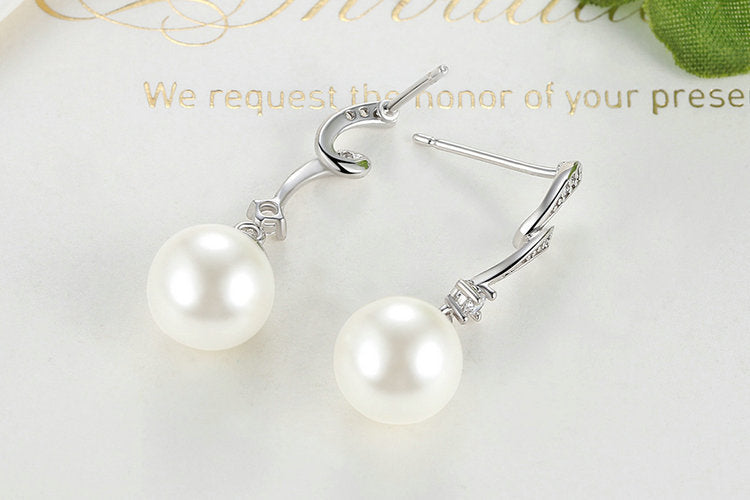 Sterling Silver Pearl Drop Earrings - view 5