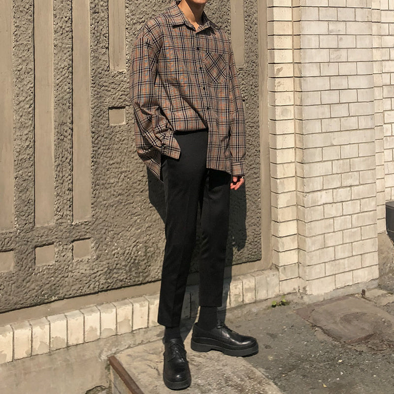 Men's Loose Plaid Long Sleeve Shirt – view 4