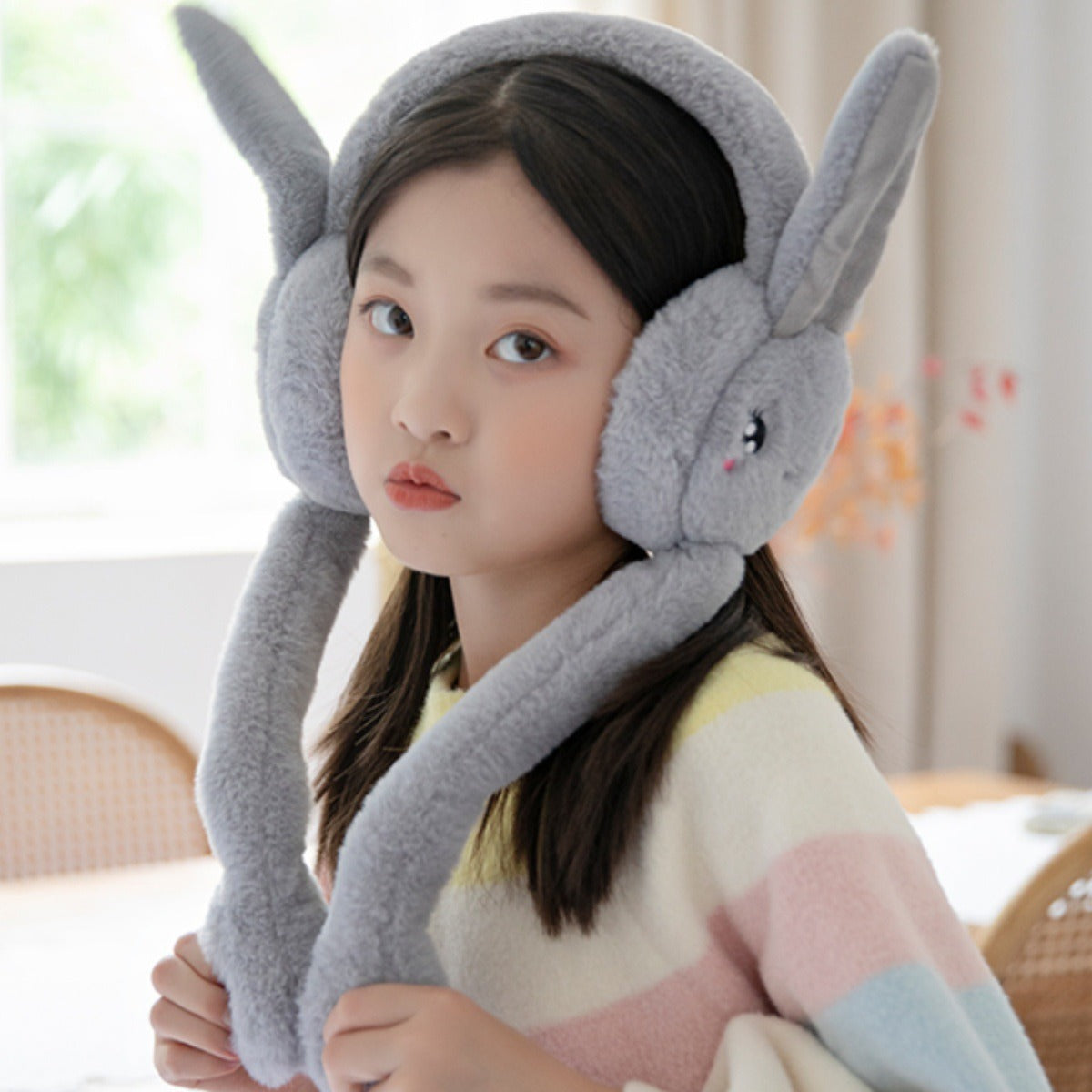 Kids rabbit-ear warm earflap hat – view 4