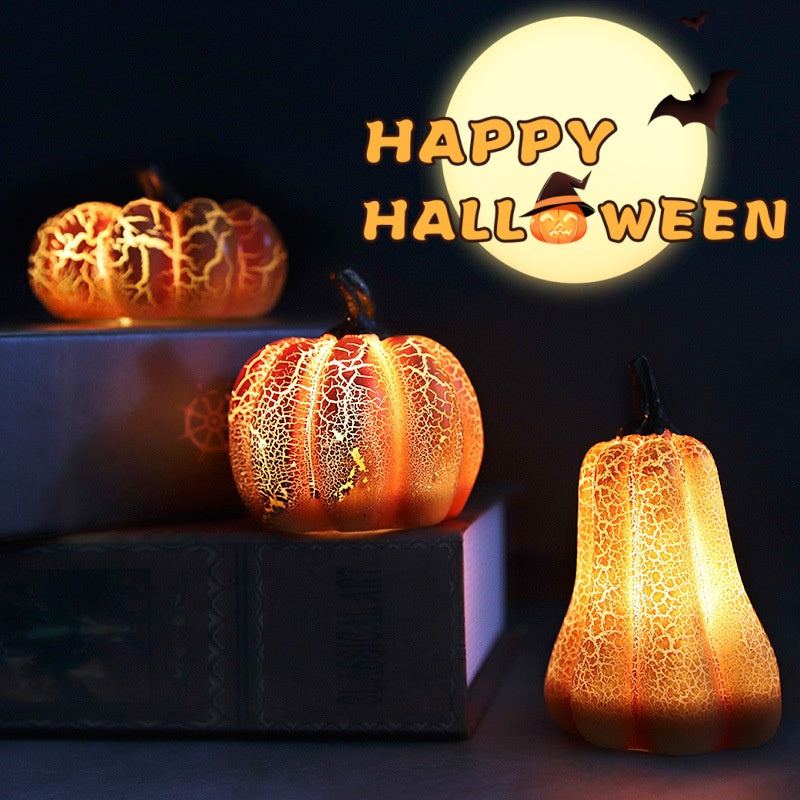 Crackle resin pumpkin LED candle lamp – view 9