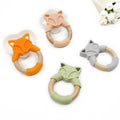 Fox Silicone and Wood Teether Ring 1