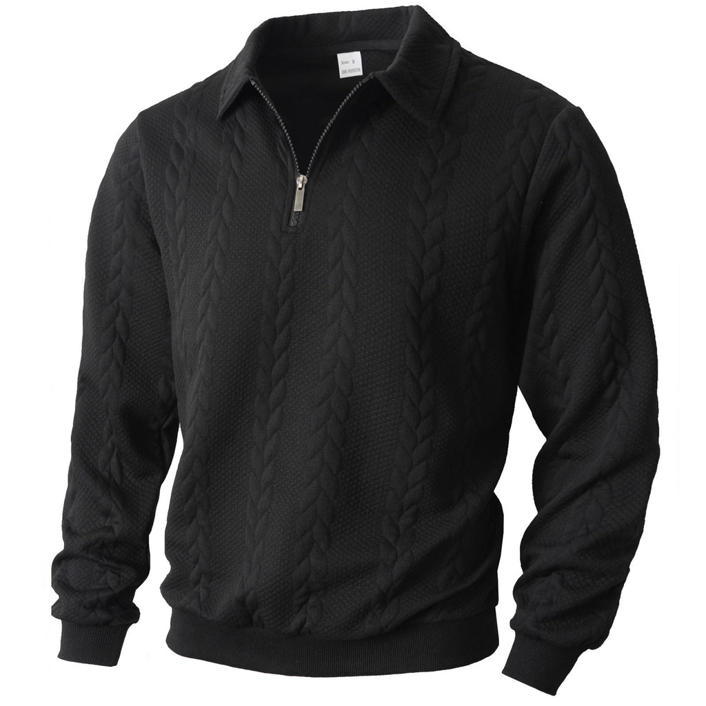Men's Cable-Knit Quarter-Zip Polo Sweater - view 8