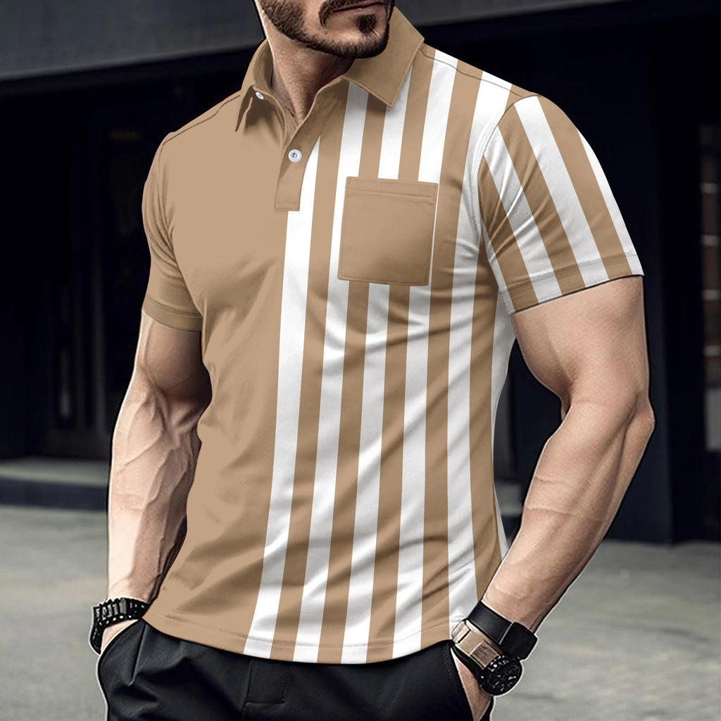 Men's Striped Short Sleeve Polo Shirt
