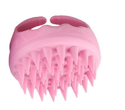 Pink silicone scalp shampoo brush