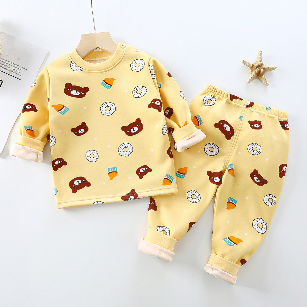 Kids' Fleece-Lined Thermal Pajama Set
