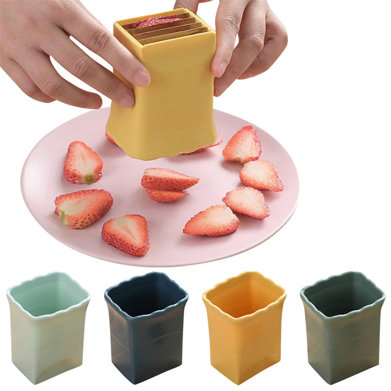 Dark blue stainless steel fruit egg and cup slicer