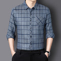 Men's Slim Fit Plaid Long Sleeve Shirt - view 10