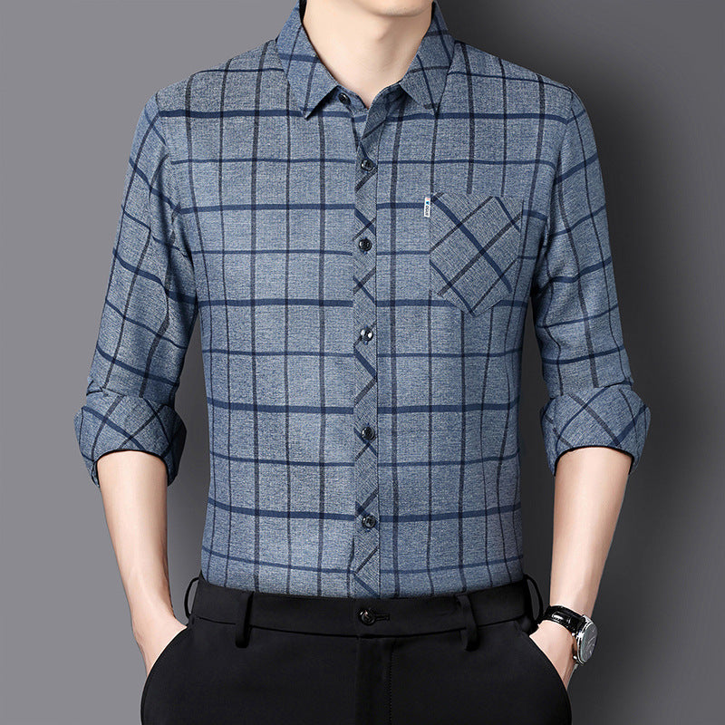 Men's Slim Fit Plaid Long Sleeve Shirt - view 10