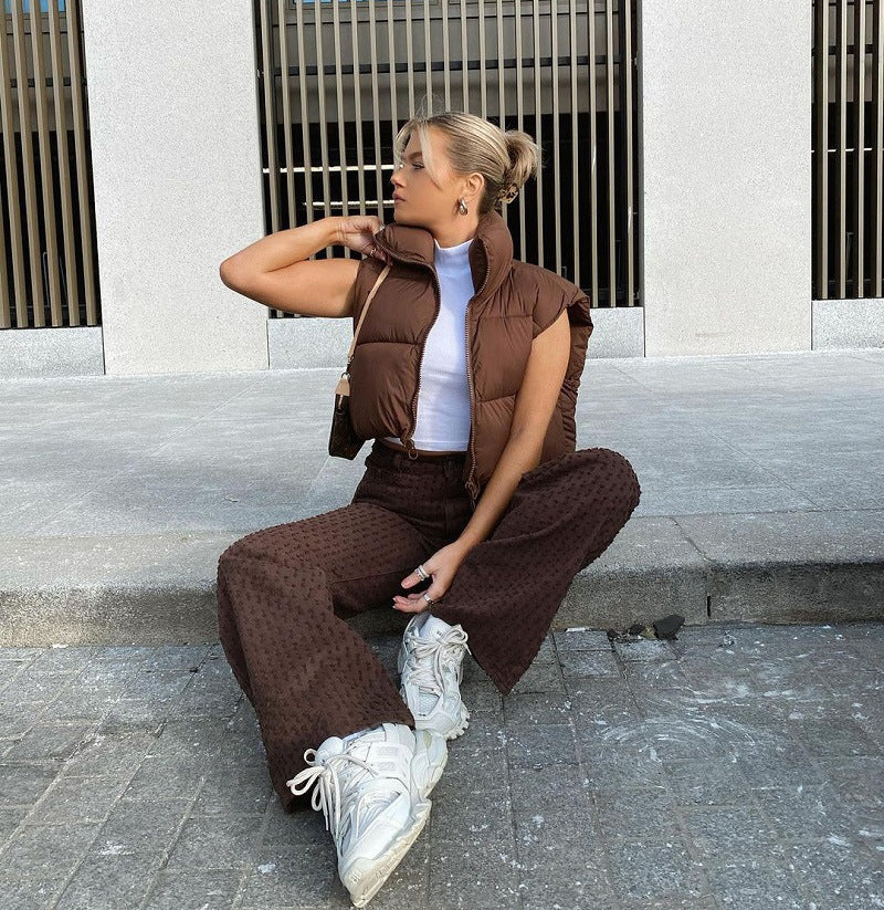 Women's cropped puffer vest – view 5