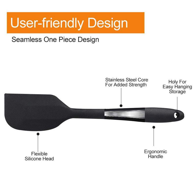 Black 5-piece silicone spatula and pastry brush set – view 3