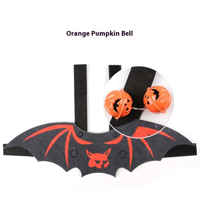 Cat bat wings with orange pumpkin bells – view 1