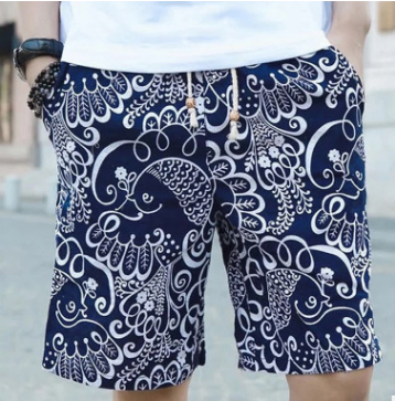 Men's printed linen beach shorts – view 2