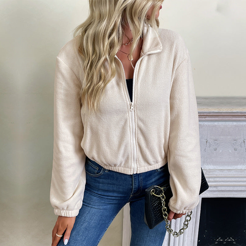 Women's Cropped Polar Fleece Zip Jacket
