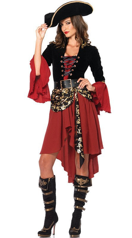 Women's red pirate Halloween costume – view 1