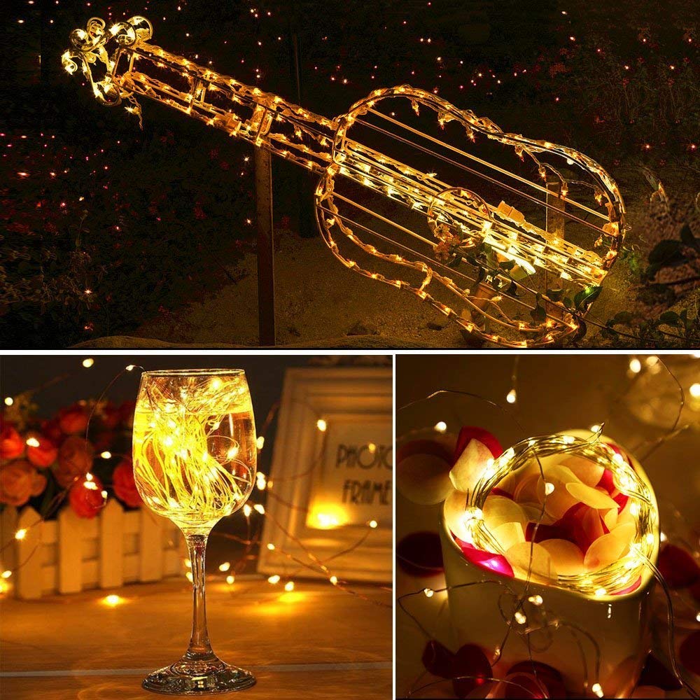 Silver wire LED fairy string lights – view 4