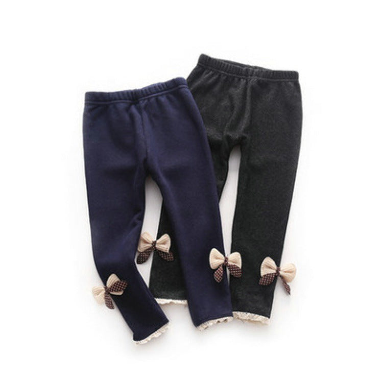 Girls' leggings with bow trim – view 2