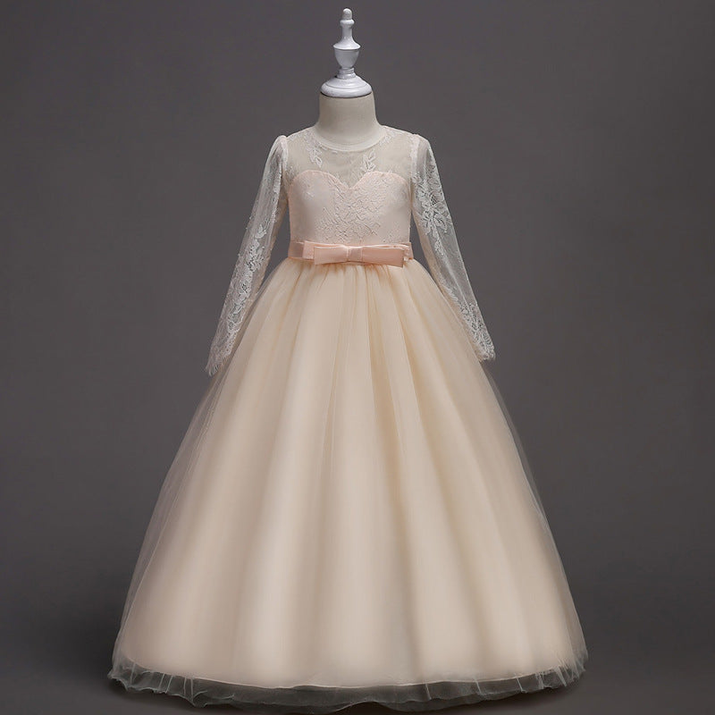 Champagne lace tulle flower girl dress