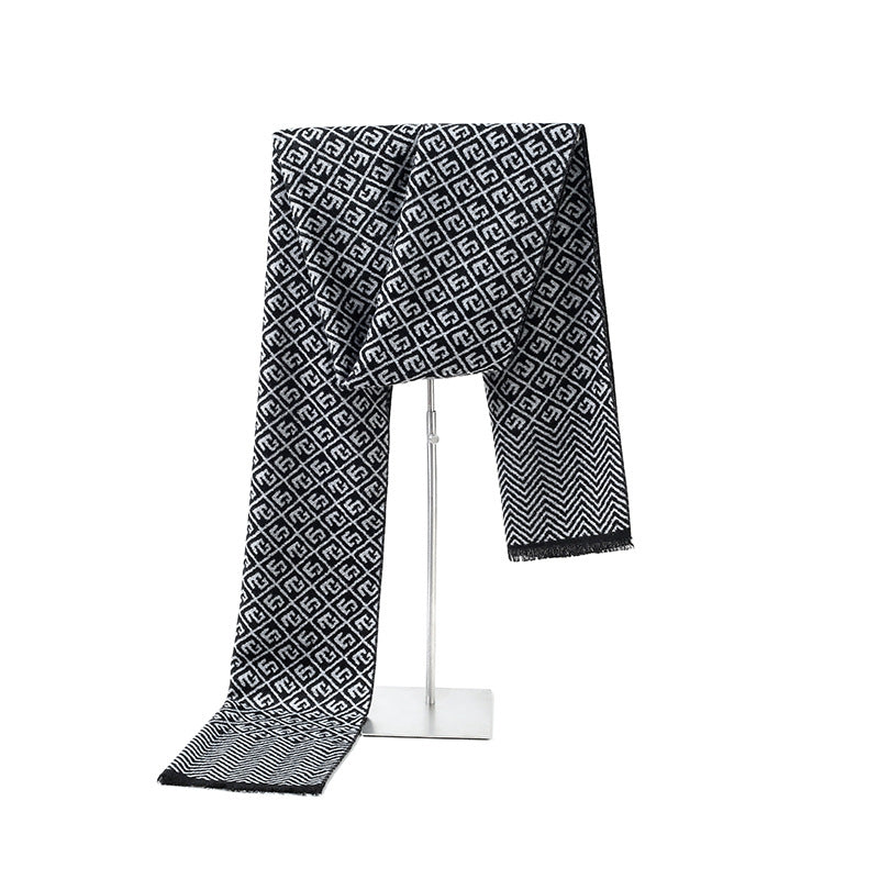 Men's Silk and Cashmere Blend Winter Scarf - view 2