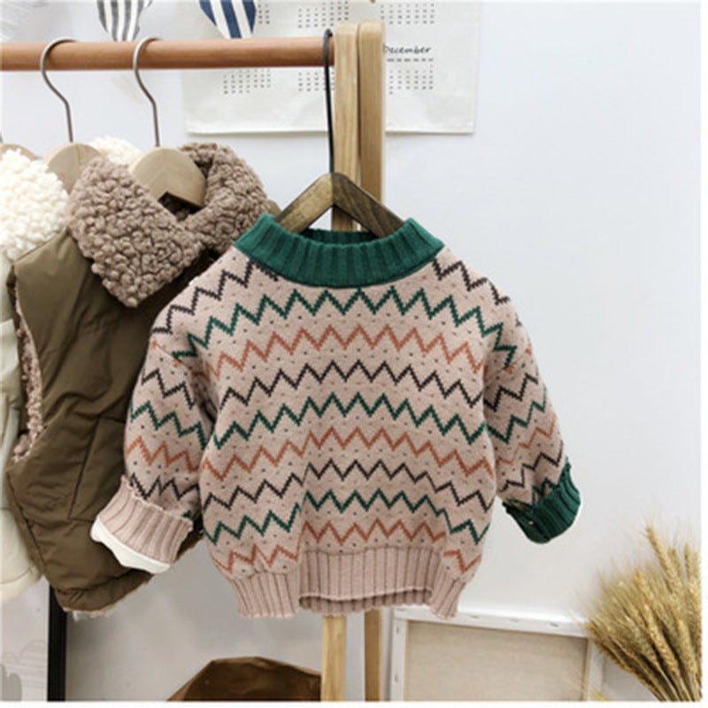 Kids' Zigzag Knit Sweater, Plush-Lined - view 6