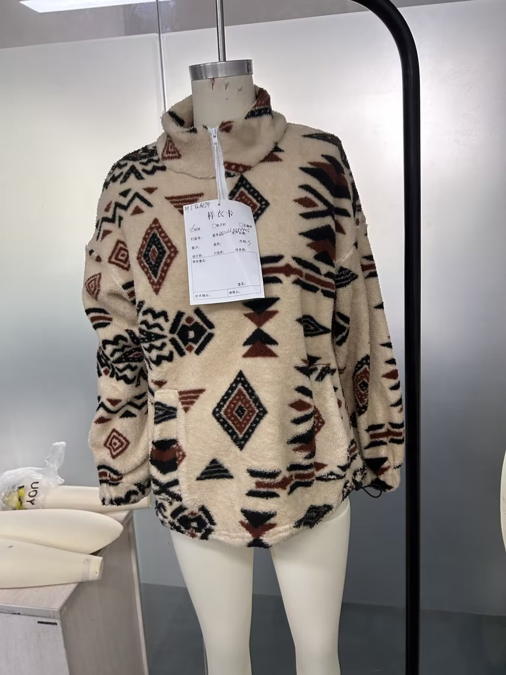 Women's Aztec Print Sherpa Half-Zip Pullover - view 2