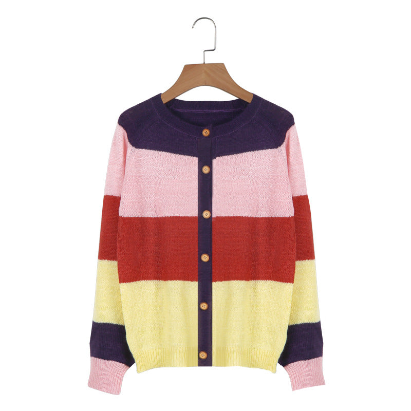 Women's Colour-Block Knit Cardigan