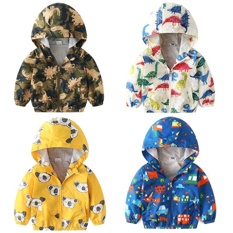 Kids' Printed Hooded Windbreaker Jacket